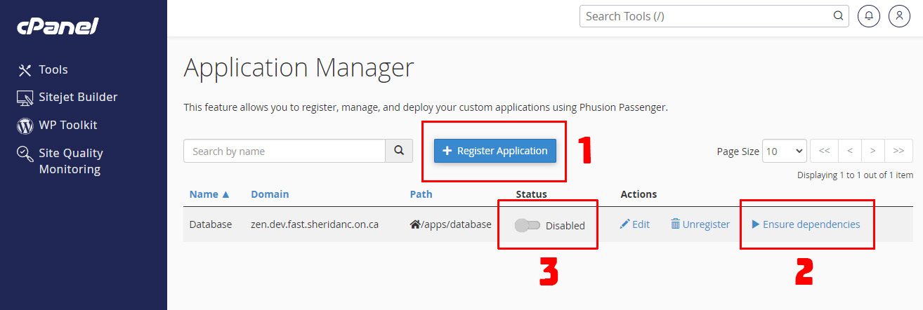 Open Application Manager in cPanel